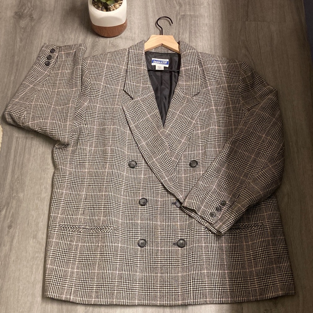VINTAGE Pendleton Virgin Wool Windowpane Glenn Pl… - image 1